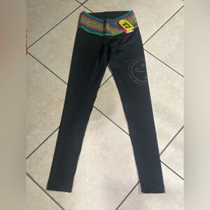 Zumba Fitness Black Leggings with Multicolor Waistband